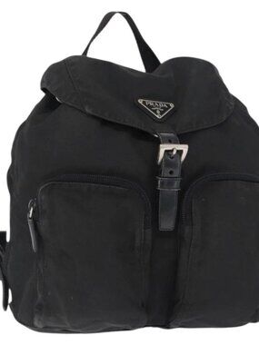 PRADA Backpack Nylon Black Silver Auth yk